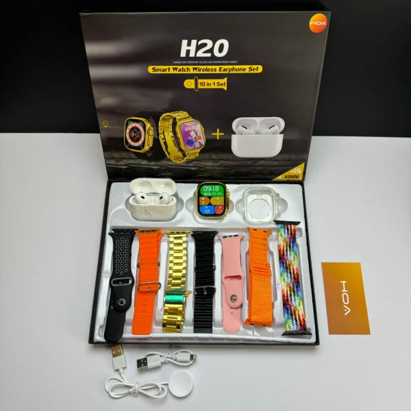 Long Battery H20 Ultra Smartwatch 10 In 1 + Free Airpods ESHARAB